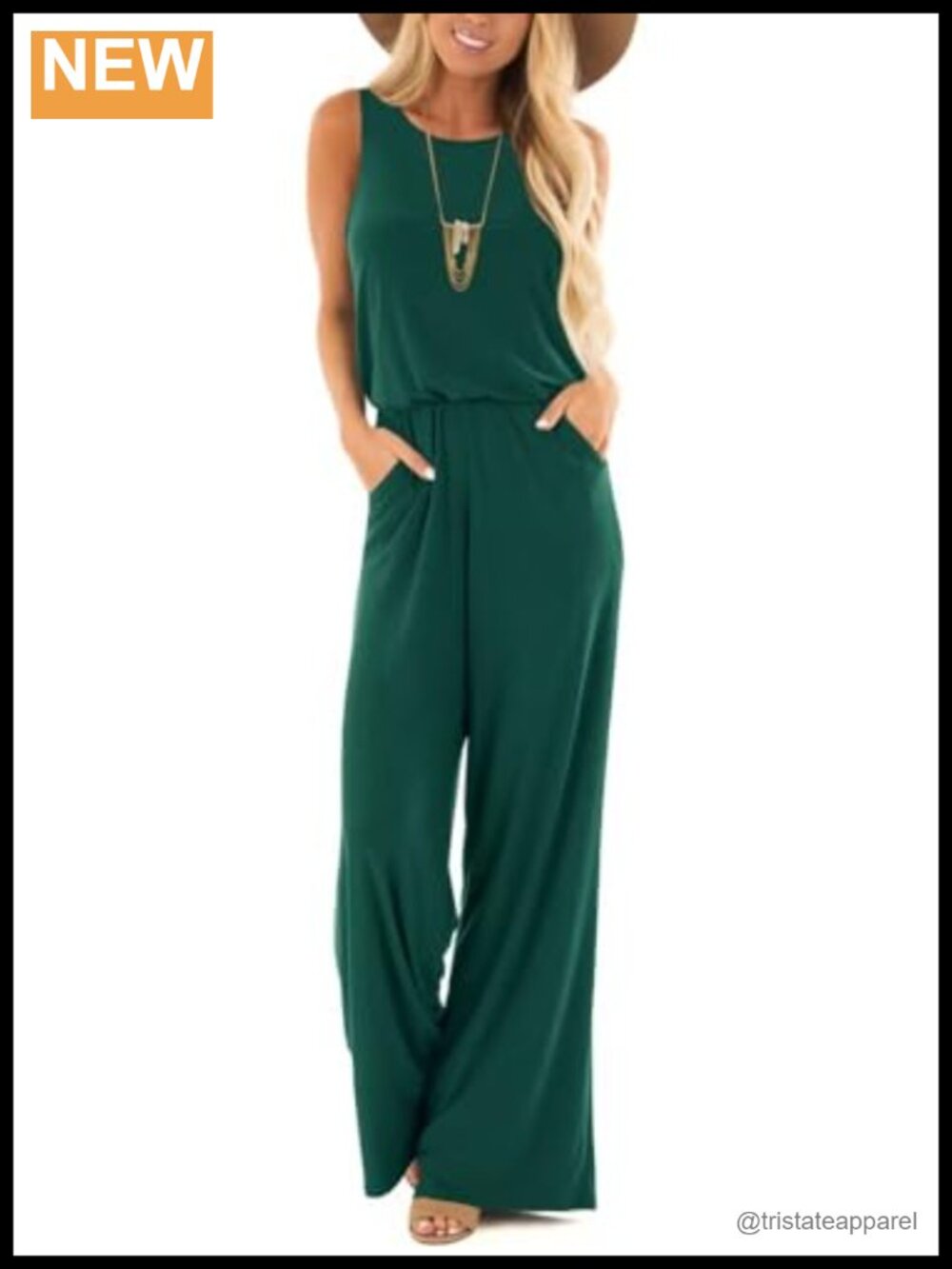 Lacozy Womens Loose Sleeveless Jumpsuit Crew Neck Supersoft Romper with Pockets